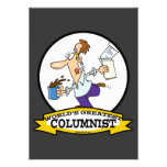 WORLDS GREATEST COLUMNIST MEN CARTOON PERSONALIZED ANNOUNCEMENT
