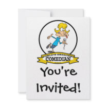 WORLDS GREATEST COMEDIAN WOMAN CARTOON PERSONALIZED ANNOUNCEMENT