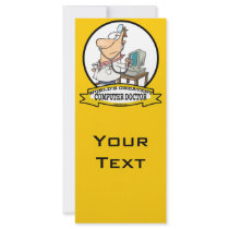 WORLDS GREATEST COMPUTER DOCTOR MEN CARTOON RACK CARD TEMPLATE