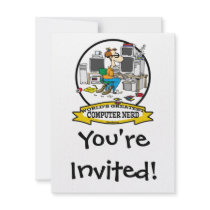 WORLDS GREATEST COMPUTER NERD MEN CARTOON CUSTOM INVITE