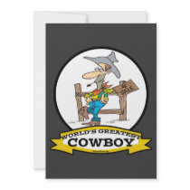 WORLDS GREATEST COWBOY II CARTOON CUSTOM INVITATIONS