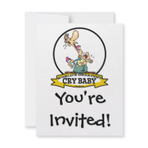 WORLDS GREATEST CRY BABY CARTOON PERSONALIZED INVITES