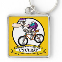 WORLDS GREATEST CYCLIST MEN CARTOON KEY CHAIN