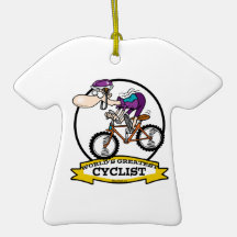 WORLDS GREATEST CYCLIST MEN CARTOON CHRISTMAS ORNAMENT