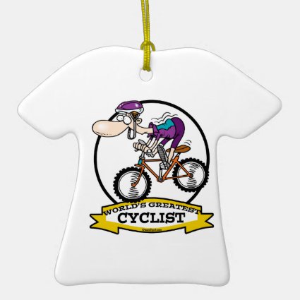 WORLDS GREATEST CYCLIST MEN CARTOON CHRISTMAS ORNAMENT