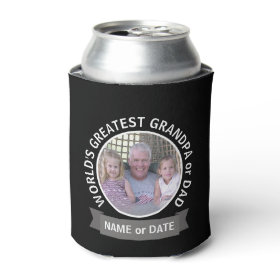 World's Greatest Dad Grandpa Custom Photo Template Can Cooler