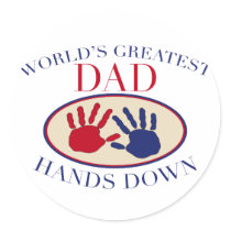 World's Greatest Dad Hands Down stickers
