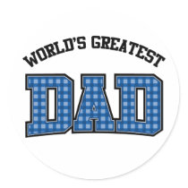 Worlds Greatest Dad Stickers Plaid by screwballgraphics Worlds Greatest Dad Stickers Plaid