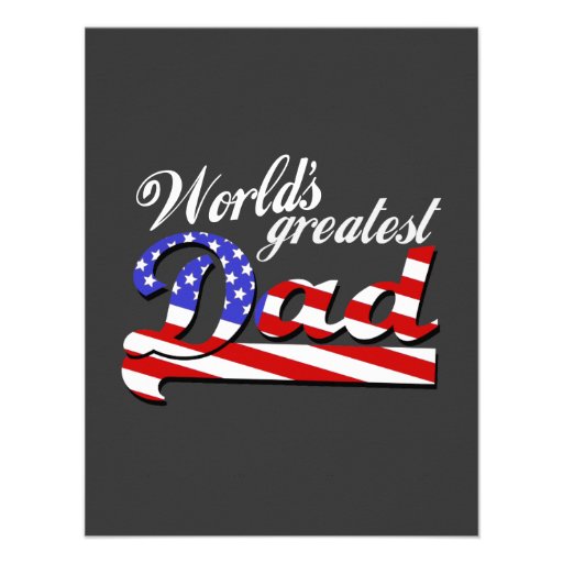 Worlds greatest dad with American flag - Dark Personalized Invitation