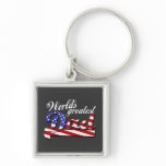 Worlds greatest dad with American flag - Dark keychains