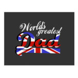 World's greatest dad with British flag - dark postcards