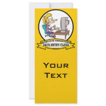 WORLDS GREATEST DATA ENTRY CLERK WOMEN CARTOON RACK CARD DESIGN
