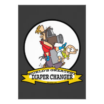 WORLDS GREATEST DIAPER CHANGER DAD CARTOON PERSONALIZED INVITATIONS