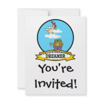 WORLDS GREATEST DREAMER MEN CARTOON PERSONALIZED ANNOUNCEMENTS