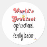 World's Greatest Dysfunctional Family Leader Pink Round Stickers