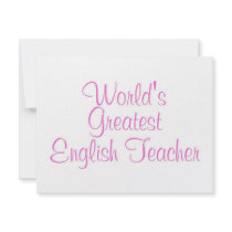 Worlds Greatest English Teacher Pink Invitations