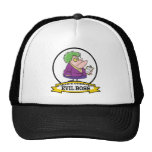 WORLDS GREATEST EVIL BOSS LADY CARTOON TRUCKER HAT