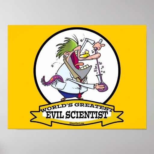 WORLDS GREATEST EVIL SCIENTIST MEN CARTOON PRINT