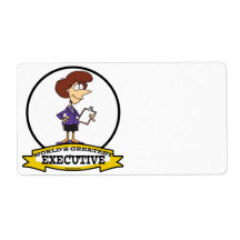WORLDS GREATEST EXECUTIVE WOMEN CARTOON CUSTOM SHIPPING LABEL