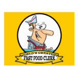 WORLDS GREATEST FAST FOOD CLERK MEN CARTOON POST CARD