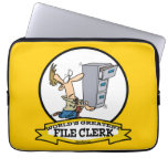 WORLDS GREATEST FILE CLERK MEN CARTOON LAPTOP COMPUTER SLEEVE