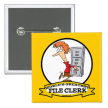 WORLDS GREATEST FILE CLERK WOMEN CARTOON BUTTON