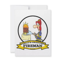 WORLDS GREATEST FIREMAN MEN CARTOON INVITATIONS