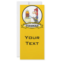 WORLDS GREATEST FIREMAN MEN CARTOON RACK CARD