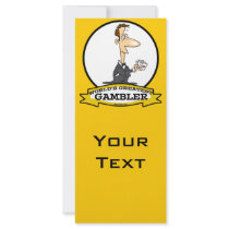 WORLDS GREATEST GAMBLER MEN CARTOON PERSONALIZED RACK CARD