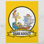 WORLDS GREATEST GAME ADDICT CARTOON PERSONALIZED FLYER