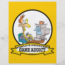 WORLDS GREATEST GAME ADDICT CARTOON PERSONALIZED FLYER