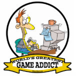 WORLDS GREATEST GAME ADDICT CARTOON ACRYLIC CUT OUT
