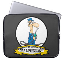 WORLDS GREATEST GAS ATTENDANT MEN CARTOON LAPTOP SLEEVE