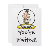 WORLDS GREATEST GEEK MEN CARTOON PERSONALIZED INVITATIONS