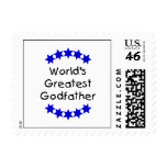 World's Greatest Godfather (dk. blue stars) Postage Stamp