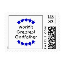 World's Greatest Godfather (dk. blue stars) Postage Stamp