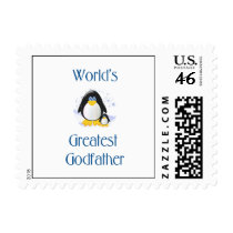 World's Greatest Godfather (penguin) Postage Stamp