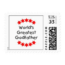 World's Greatest Godfather (red stars) Postage Stamps