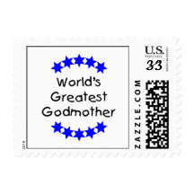 World's Greatest Godmother (blue stars) Postage Stamps