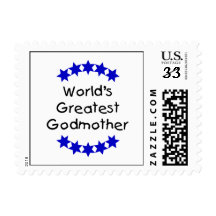 World's Greatest Godmother (dk. blue stars) Stamp