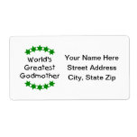 World's Greatest Godmother (green stars) Custom Shipping Labels