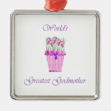 World's Greatest Godmother (pink flowers) Ornament