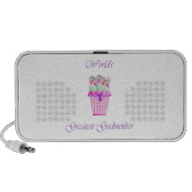 World's Greatest Godmother (pink flowers) Laptop Speakers