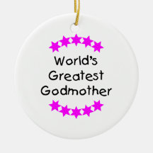 World's Greatest Godmother (pink stars) Christmas Ornament