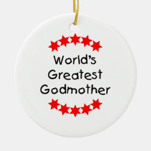 World's Greatest Godmother (red stars) Christmas Tree Ornaments
