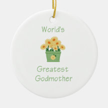 World's Greatest Godmother (yellow flowers) Christmas Ornament