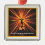 Worlds Greatest Grandfather Golden Award Medallion Christmas Ornaments