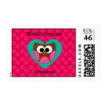 World's greatest grandma cute owl stamps