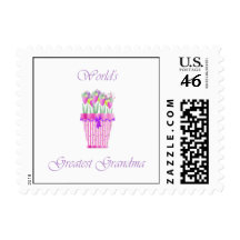 world's greatest grandma (pink flowers) stamp