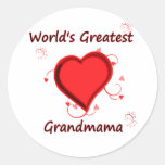 World's greatest Grandmama Round Stickers
